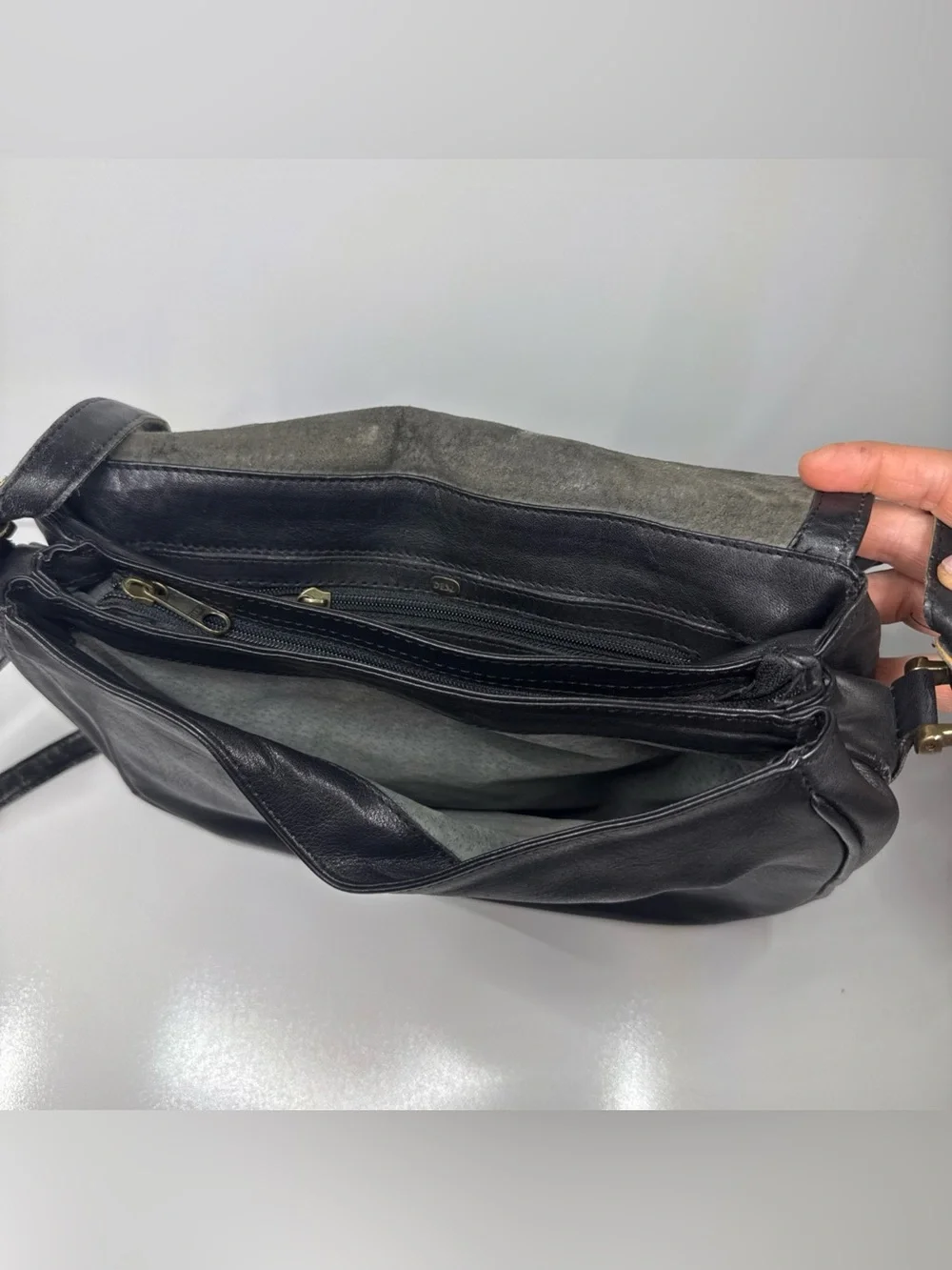 Classic Black Leather Crossbody Saddle Bag by The Bridge